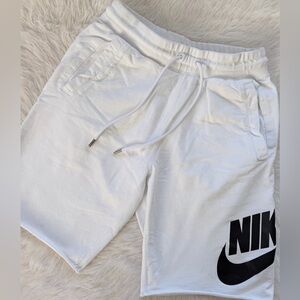 Nike - Sportswear Club Terry Sweats Shorts White w Black Logo Mens Size Small
